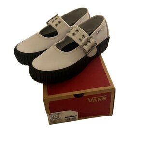 Vans Mary‎ Jane Creeper Platform Shoes White Black Womens Size